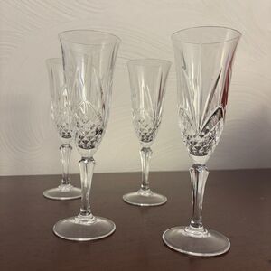 Salzburg Cristal De Flandre Champagne Flutes 24% Pb Crystal Set of 4 NIB Wedding